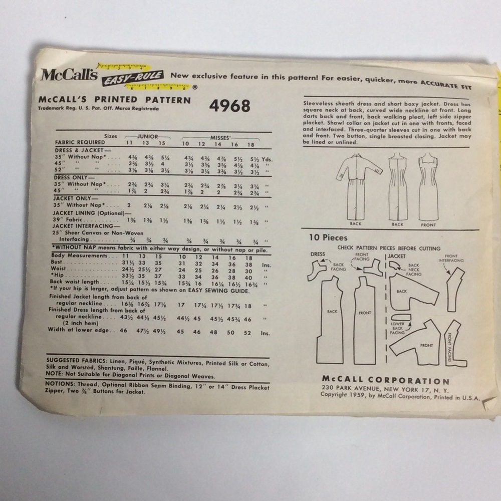 Vtg Sewing Pattern Mccall’s 4968. Dress & Jacket - image 5